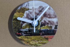 CD Clock featuring steam locomotives 6990 Witherslack Hall and 6023 King Edward II on the North Yorkshire Moors Railway
