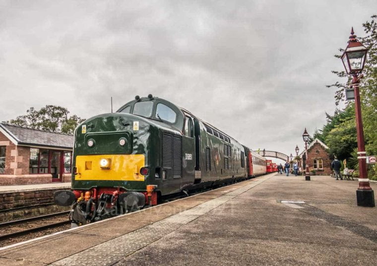 Class 37 D6851 stands at Appleby with The Staycation Express