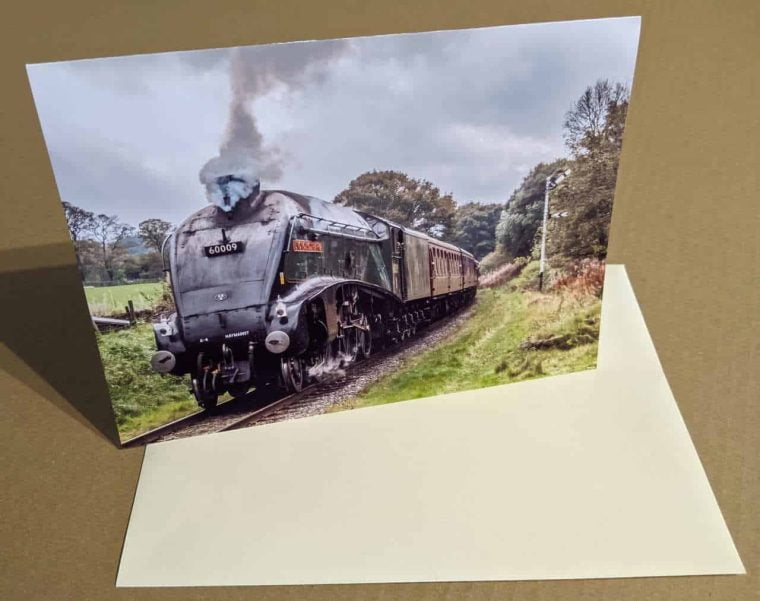 Greetings card featuring steam locomotive 60009 Union of South Africa on the East Lancashire Railway