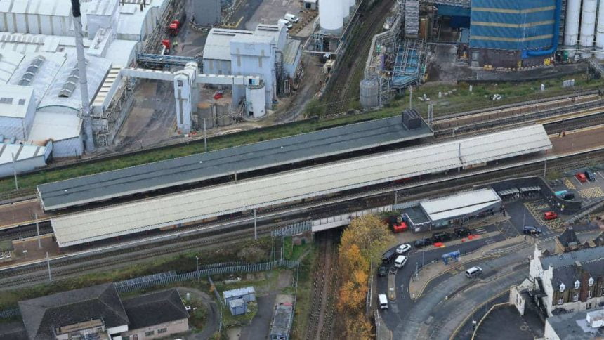 Warrington Bank Quay station aerial picture