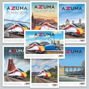 Full Collection of Seven Poster of LNER Azuma // Credit LNER