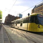 Metrolink tram at St Peter's Square stop