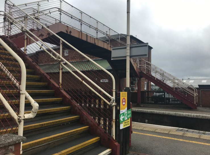 Oakham station footbridge before the revamp