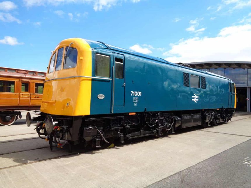 Class 71 outside of Locomotion, Shildon in County Durham