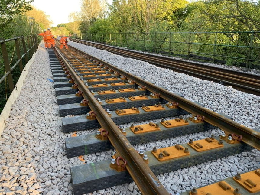 Plastic rail sleepers in use on the national network