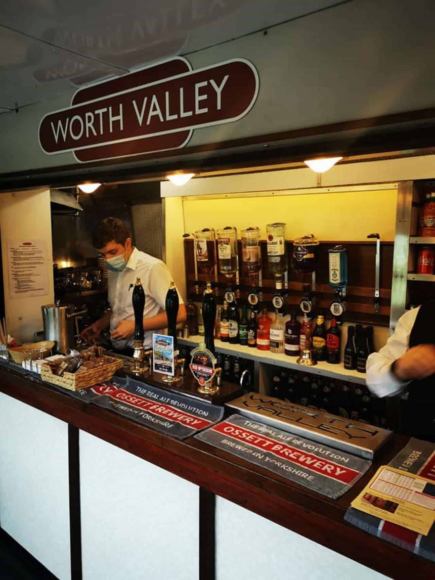 On train bar on the Keighley and Worth Valley Railway