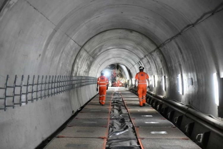 A view of the new platforms from the new southbound Northern line tunnel // Credit TfL