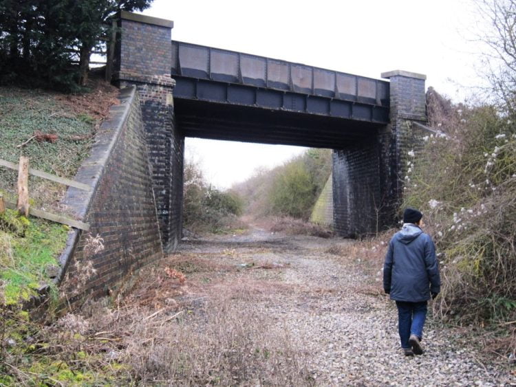 Weston-sub-Edge B4035 bridge over trackbed at the station site