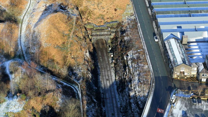 Summit Tunnel aerial image Calderbrook end winter 3