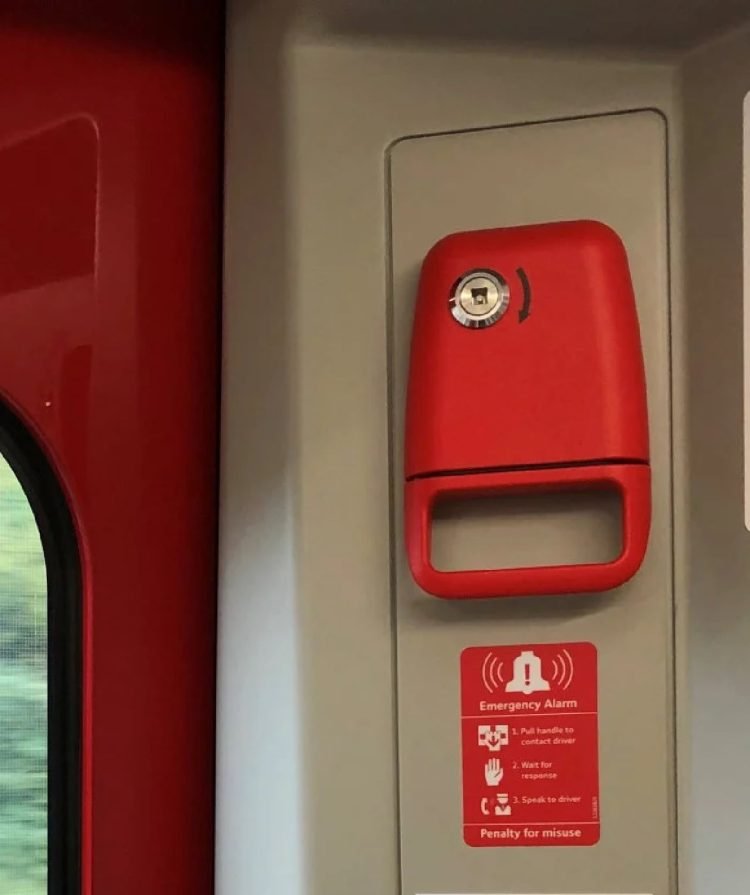 Emergency alarm on a Greater Anglia train