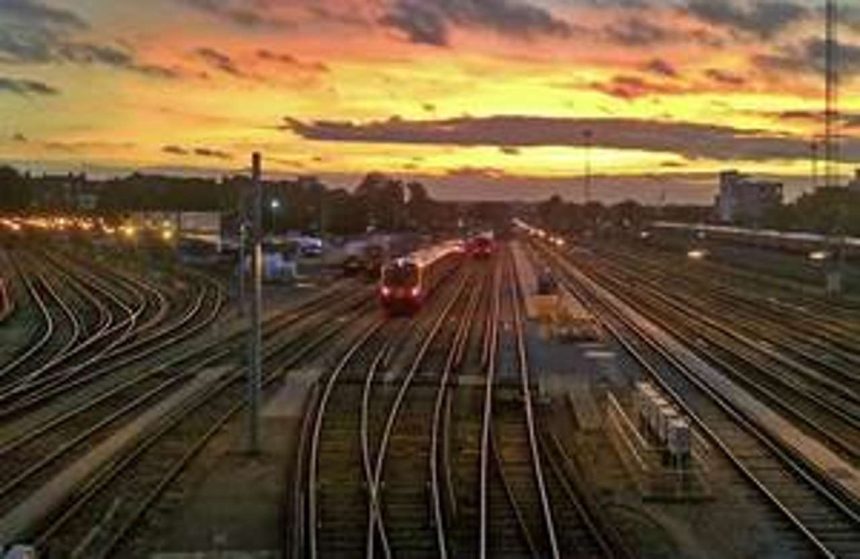 Rail at sunset