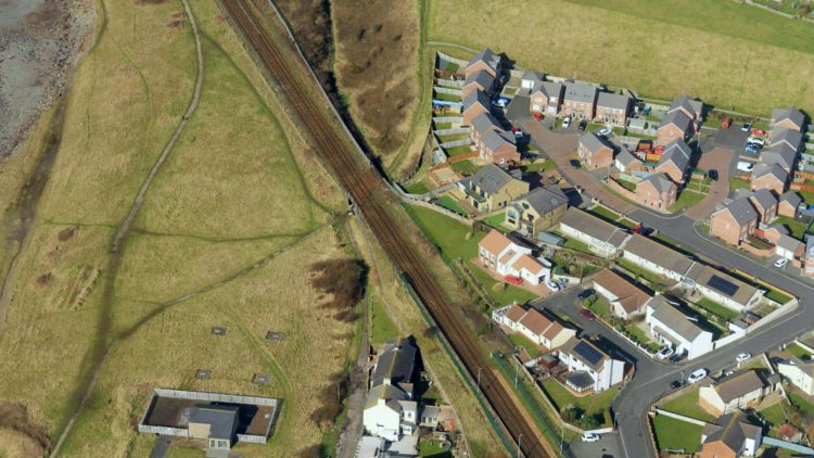 Ropery railway bridge aerial view, Cumbrian Coast Line