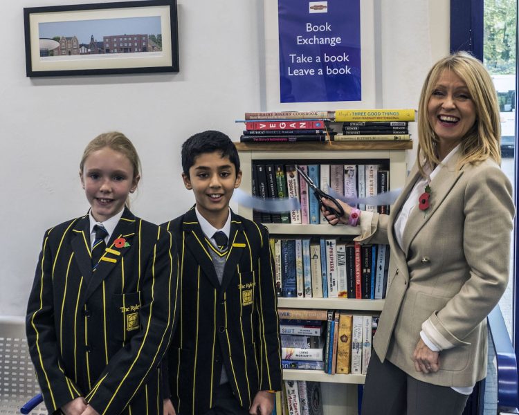 MP Ester McVey opens Alderly Edge Stations New Book Swap facility with local school pupils
