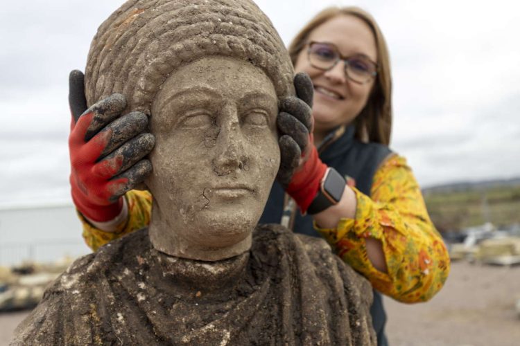 Complete bust of female Roman statue - Artefacts from St Mary's Archaeological dig - Stoke Mandeville, Buckinghamshire-12