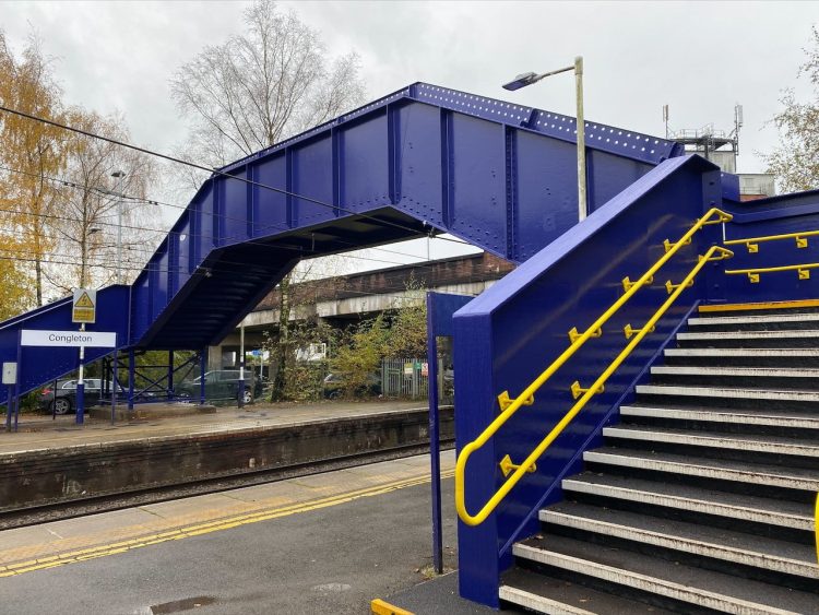 Congleton station footbridge from platform