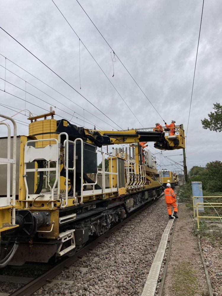 London to Norwich GEML overhead wire works