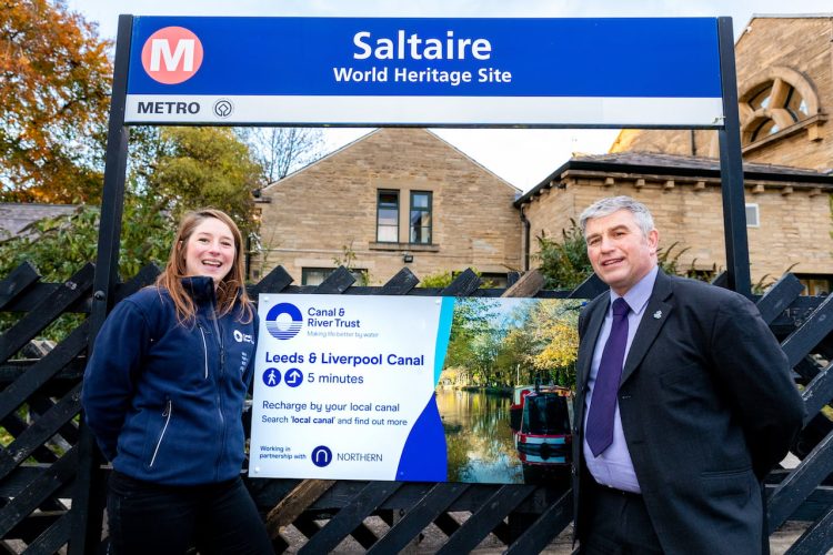 The large signs at Saltaire station