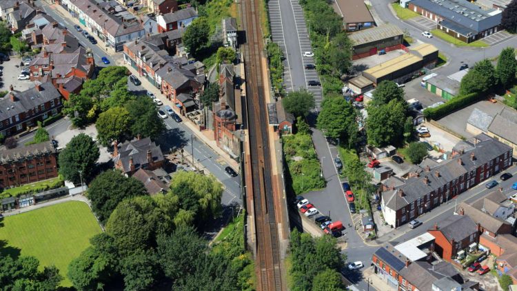 Romiley station aerial view 2 - Credit Network Rail Air Operations