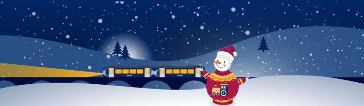 xmas snowman with train
