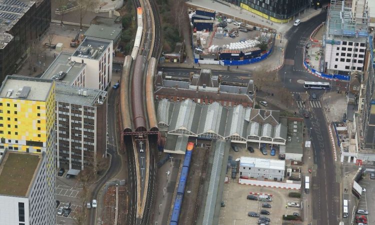 Aerial view of Portsmouth & Southsea Station