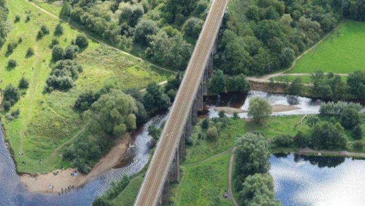 Reddish Vale viaduct aerial view credit Network Rail air operations