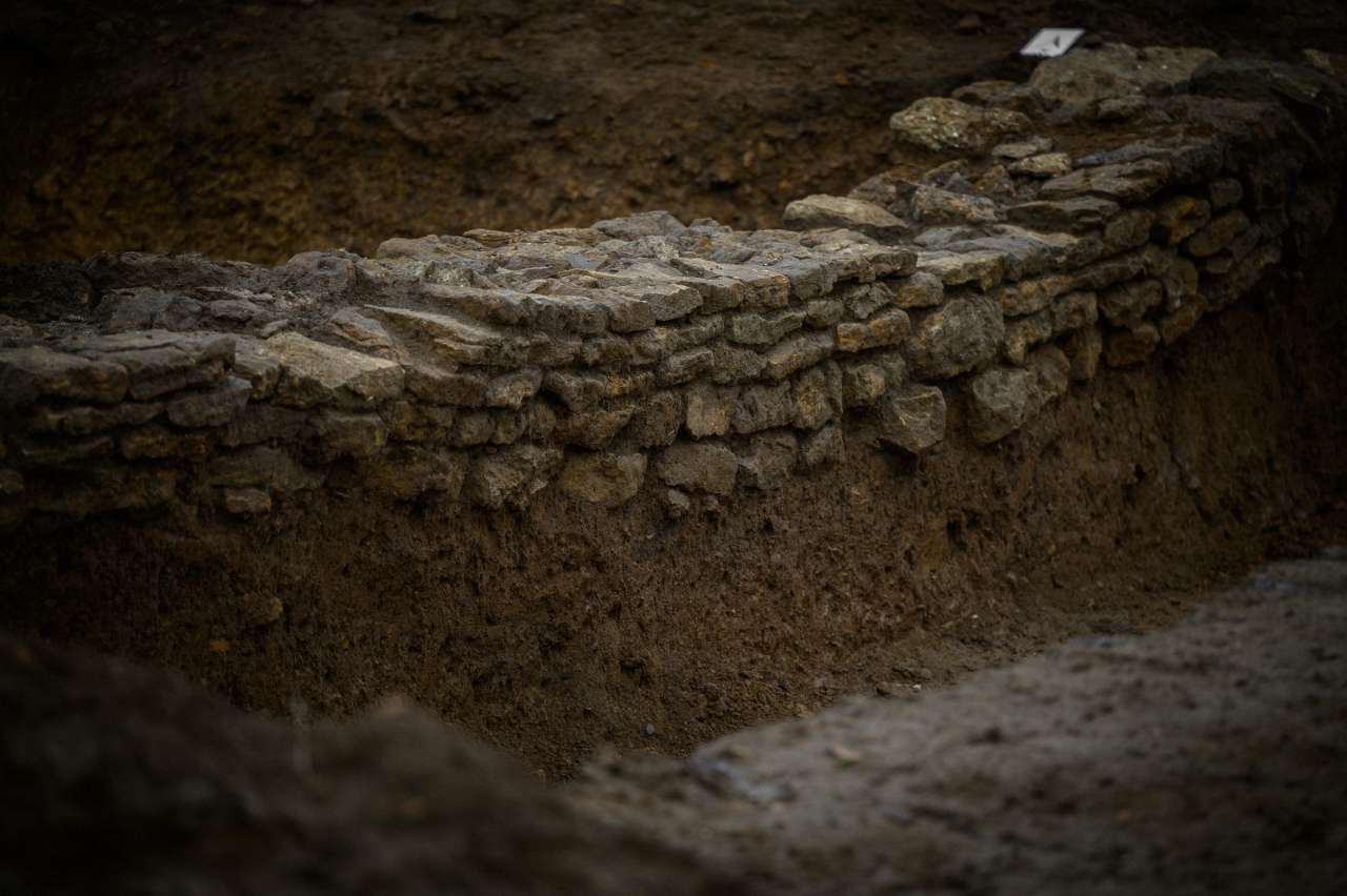 Roman Wall showing signs of subsidence.