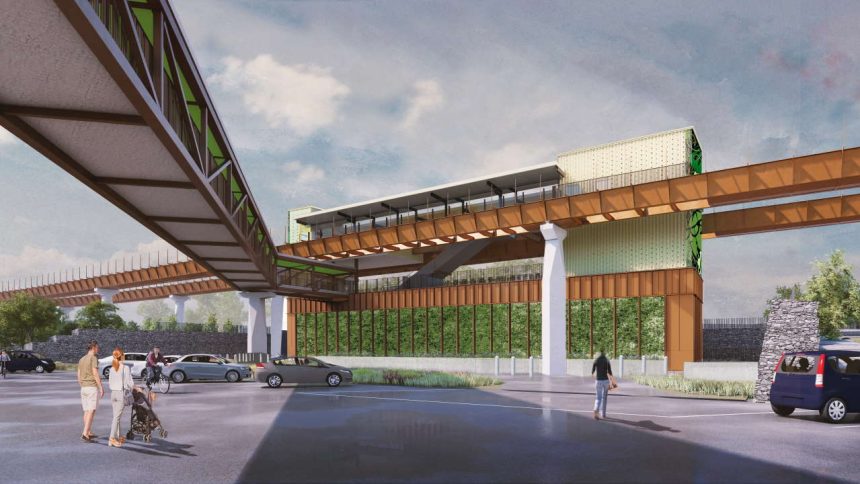Architect's impression of the Automated People Mover (APM) at HS2 Interchange Station
