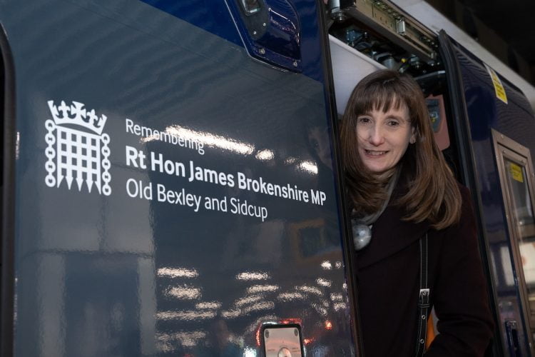 Cathy Brokenshire onboard the train named in James Brokenshires honour