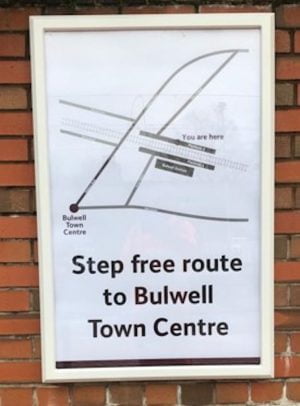 The poster showing the step-free route into Bulwell Town Centre