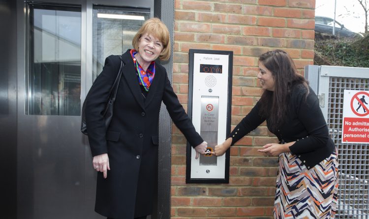 Wendy Morton MP and Nusrat Ghani MP using the new lift at Eridge station