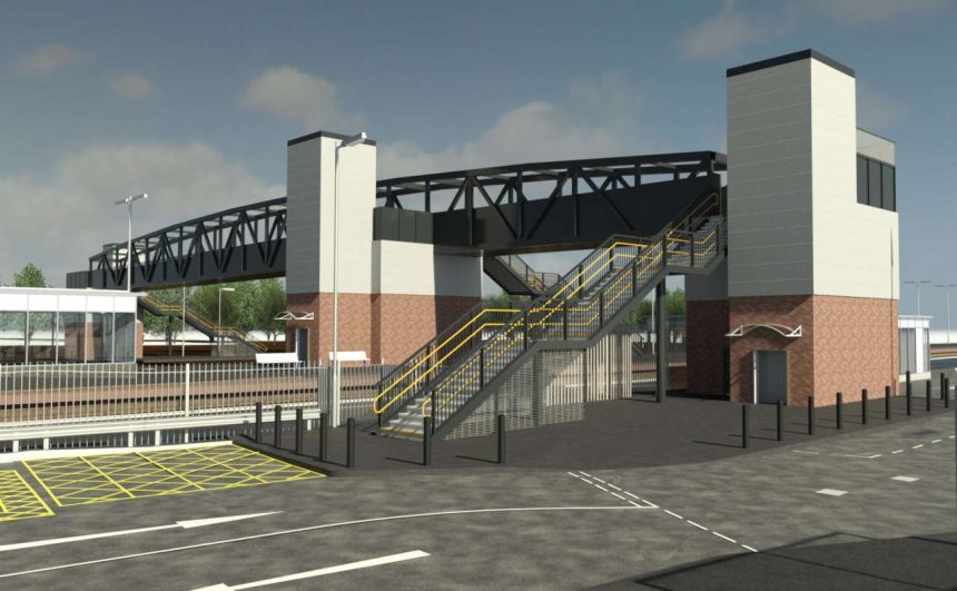 CGI of Eaglescliffe Station's new access bridge