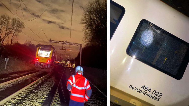 Log thrown into path of train at Farnworth Tunnel composite