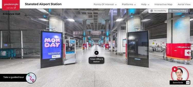 Screen shot of the Stansted Airport rail station virtual tou