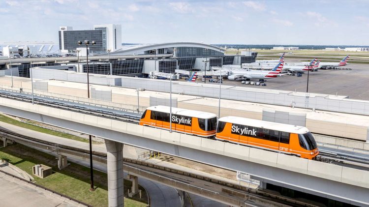 Innovia APM 200 train in action at Dallas Fort Worth International Airport.