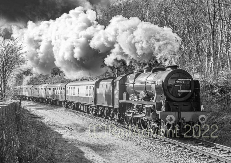 46100 Royal Scot approaches Irwell Vale, East Lancashire Railway