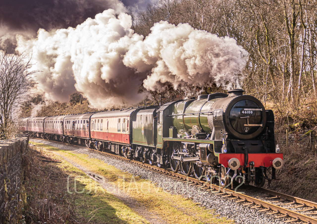 46100 Royal Scot approaches Irwell Vale, East Lancashire Railway