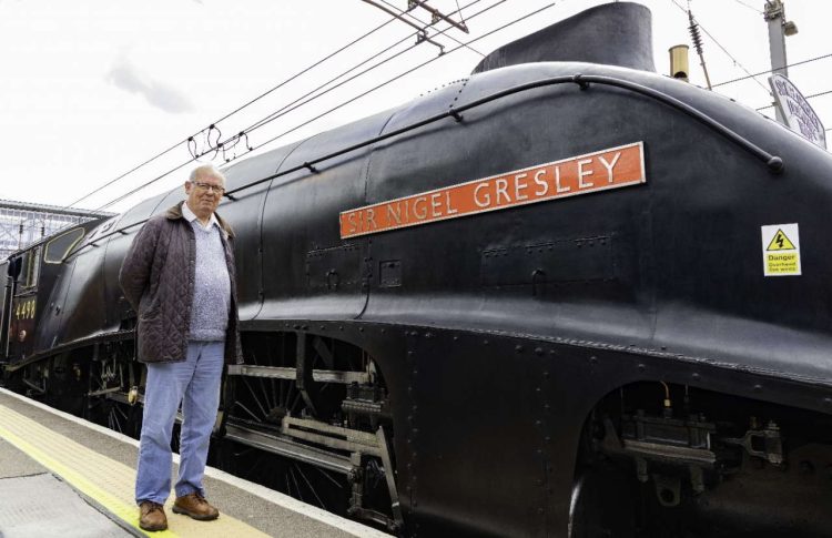 Ben Godfrey, Grandson of Sir Nigel Gresley, with the locomotive which carries his Grandfather’s name at Carlisle