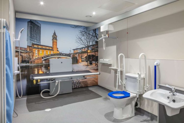One of TPEs accessible toilets and changing places facility at Manchester Airport