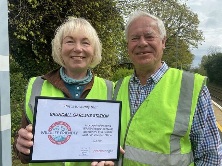 Station Adopters Gillian Lincoln and Greg Chandler receiving their 'Wildlife Friendly' accreditation