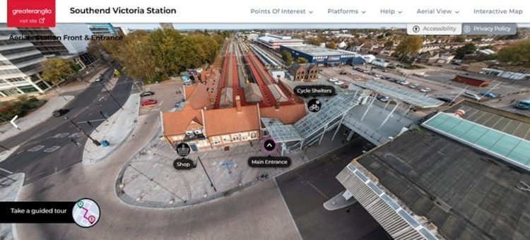 Aerial view of Southend Victoria station from the virtual tour