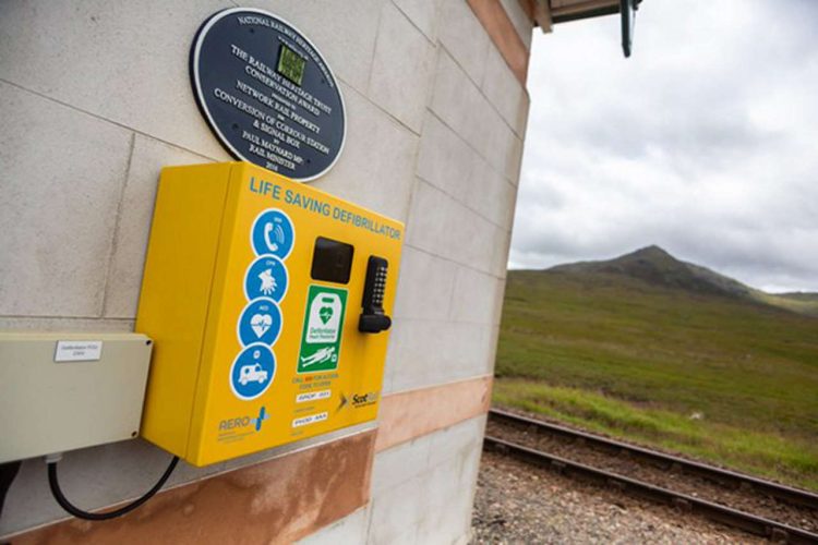 defibrillator installed at a ScotRail Station