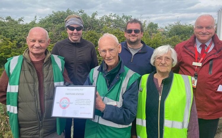 Thetford station adopters receiving their Wildlife Friendly Station Accreditation last month. 