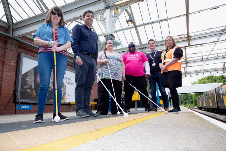 tactile paving on the platform to help the blind