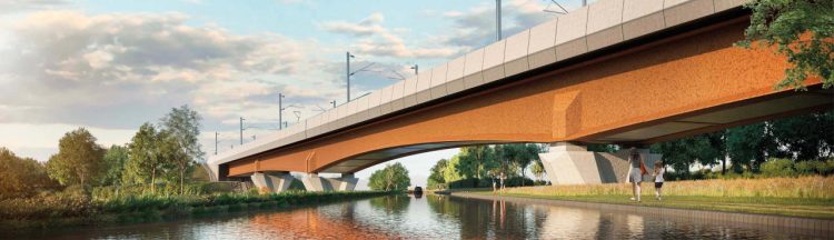 Artist impression of Birmingham and Fazeley Canal Viaduct - view from NW