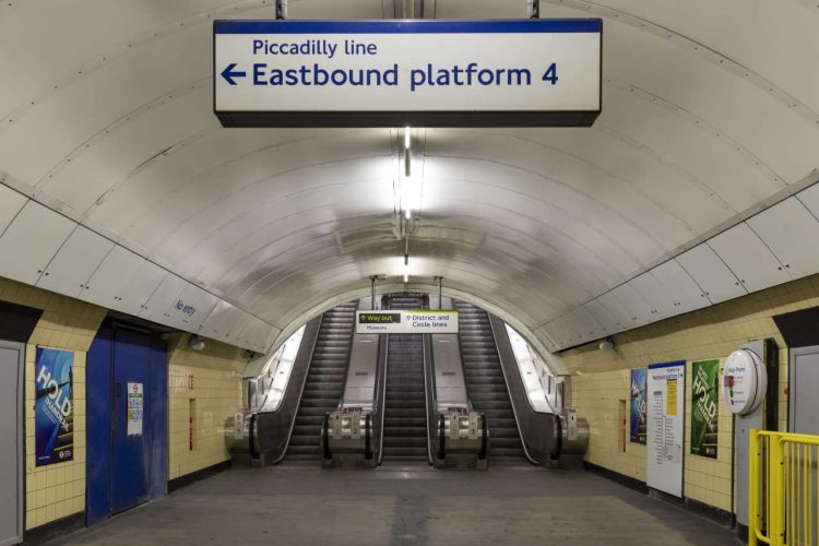 Escalators at South Kensington underground station