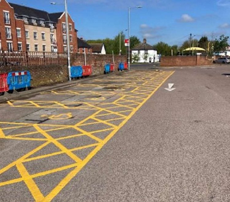 The re-lined car park at Stowmarket