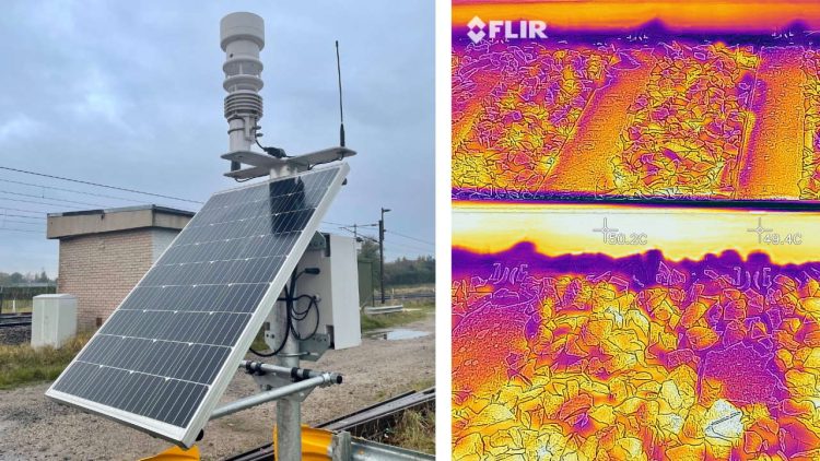 Weather station composite with infrared image of track temperature
