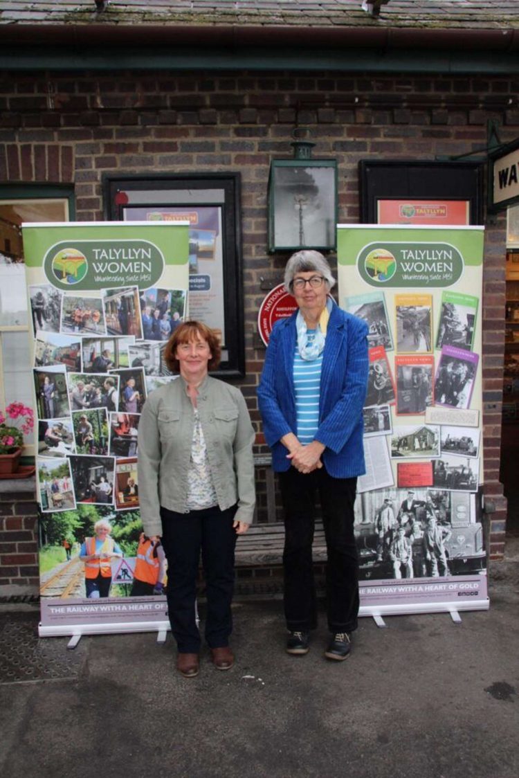 Sarah and Barbara in front of the Talyllyn Women pop up banners. Graham Thomas.