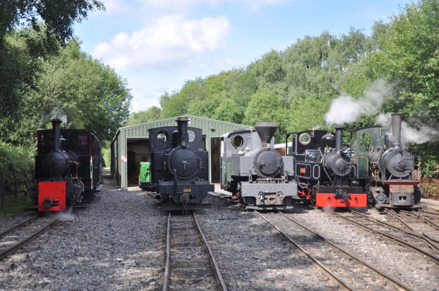 Locomotive lineup at the Apedale Valley Light Railway