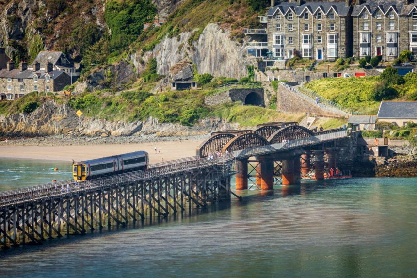 Barmouth Viaduct with Transport for Wales Train